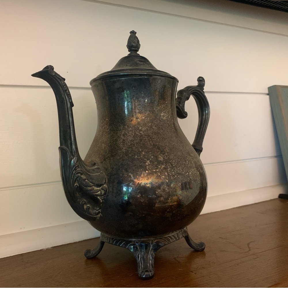 LS Co. Tea / Coffee Pot Silverplated 9" Tall- Uncleaned Patina!! - Picture 14 of 16